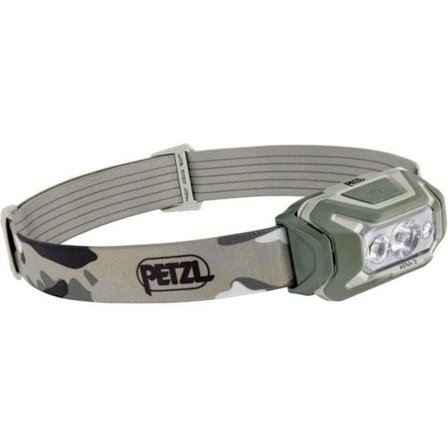 Vesitiivis PETZL ARIA 2 -otsalamppu 450 lumennia, 3 paristoa sisältyy, Camo