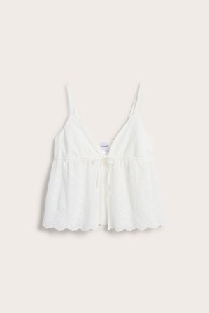 Kappahl | Koszulka piżamowa z haftem angielskim | Offwhite