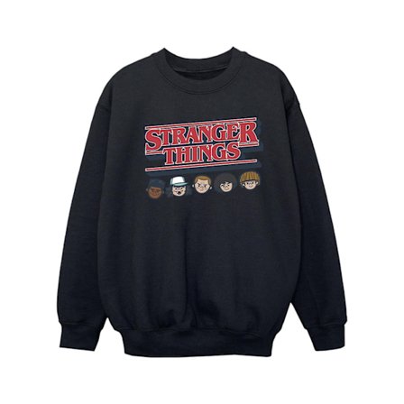 Netflix Piger Stranger Things Karikatur Logo Sweatshirt 7-8 År Sort 7-8 År