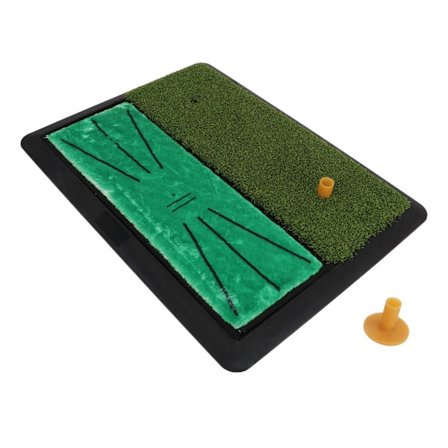 2 i 1 Golf Treningsmatte Anti-Skli Dual Turf Golf Slagmatte Fløyel 10mm Ingeniørgress