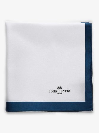 John Henric Men's Dark Blue & White Pocket Square Size Onesize