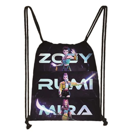 Kpop Demon Hunters Oxford-kangaskassi kiristysnyörillä – Opiskelijalaukku. Tyyli 1