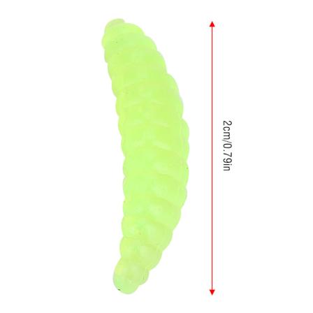 Mini-kokoinen mato-toukka-muotoinen pehmeä syötti kalastukseen, kalastustarvikkeet 200 kpl setti