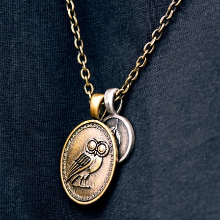 Obelius | Colar Dourado Vintage com Coruja de Atena para homens - Colares em aço