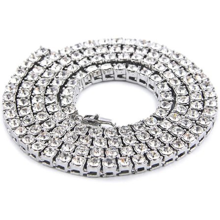 Tenniskedjan Halsband 1/2 Rad Runda Kubiska Zirkonia Halsband för Kvinnor Män 20/24/30 Tum - -