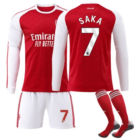 25-26 Arsenal Langærmet NO.7 Saka Fodbold Sæt - Efterår Vinter Sæt, Børneuniform