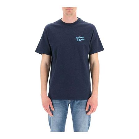 Maison Kitsuné, mini handwriting t-shirt Blauw, Heren, Maat:S