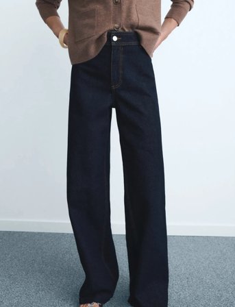 Mango Catherin Culotte High-Rise Jeans - Navy - 44