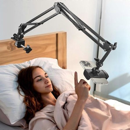 Telefonholder for bruk på seng og skrivebord