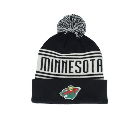 Fanatics - NHL Zwart pom Beanie - Minnesota Wild Black/Natural Pom @ Hatstore
