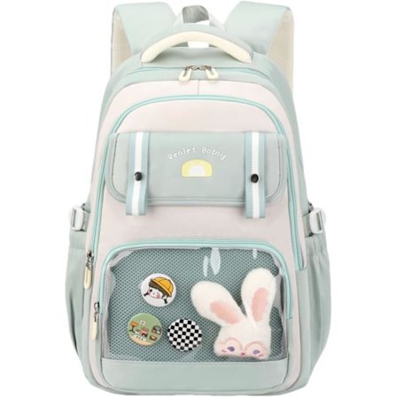 Kawaii Skolväska för Tonårsflickor, Söt Ryggsäck med Flera Fack och Tillbehör för Skolan_TF_TF