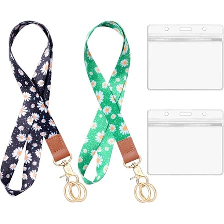 Halsband Halsband Armband Rem, Tryck Halsband Nyckelring ID Lanyard Hals Läder Linjal med 4 Metallnyckelringar för ID-Tagghållare Nycklar Telefon