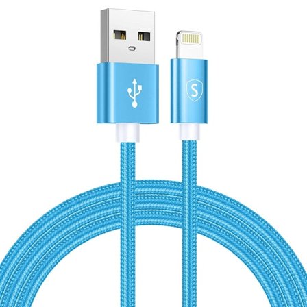 SiGN USB till Lightning Kabel, 2.1A, 2m, Nylon - Blå