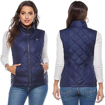 Dameoppvarmet vest med halsvarmejakke M Blue