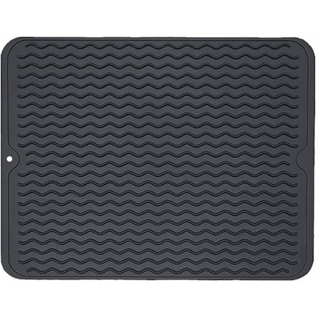 Stor silikone opvaskemåtte, opvaskemåtte, grydeunderlag, varmebestandigt køkken tilbehør, 45×40 cm (sort)