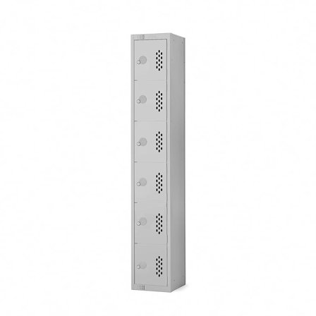 Elite perforated locker, 6 door, 1800x300x450 mm, grey