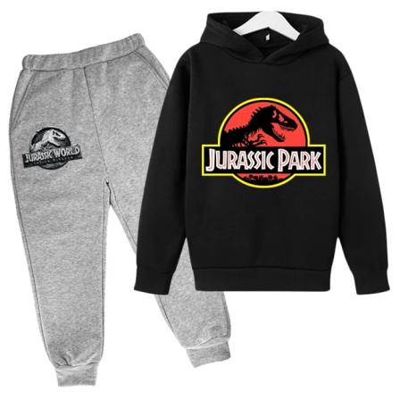 Jurassic Park Dinosaurs Lasten Vaatteet Hupparit + Housut Set Tytöt Joululahja Huppari Kevät Syksy Takki Urheilupuku Dark Grey 160cm
