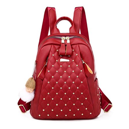 Fashion nit vattentät läder ryggsäck röd