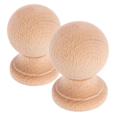 Träkula Knoppar – 2st Massivt Hårdträ Rund Bulle Fot Obehandlad för Sängstolpe, Gardinstång, Möbler och DIY Hantverk – Rustik Stil