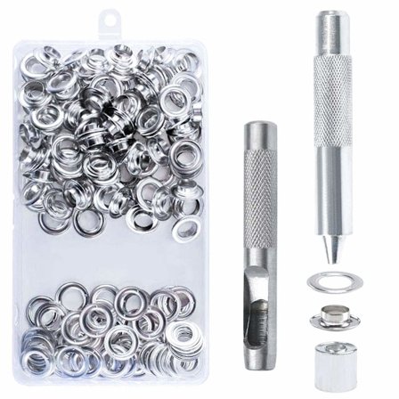 100 st set med öljetter 14 mm öljettkit med öljettverktyg