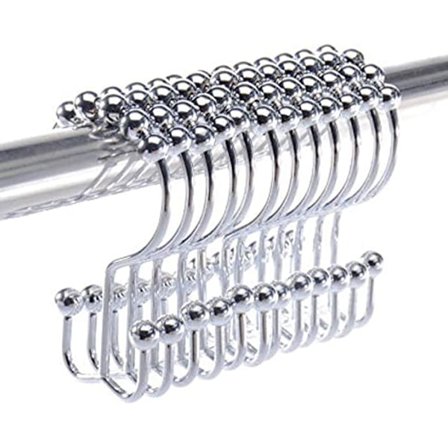 Käännettävät suihkuverhon koukut (12 kpl) - Laadukas ruostumaton