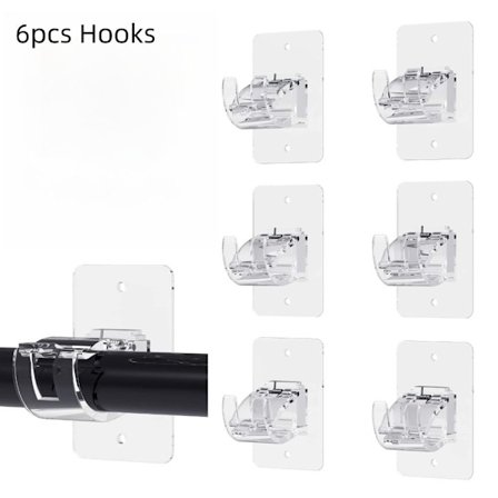 6 Stk Gardinstangsholder Gardinkroge til gardiner TRANSPARANT