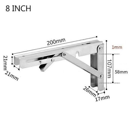 6-24 tum 2 st Fällbara Hyllkonsoler Kraftig Rostfritt Stål Hopfällbar Hyllkonsol för Bordsarbetsbänk Utrymmesbesparande DIY-konsol