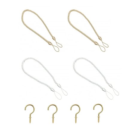 4pack Gardinbindare Gardinrep BEIGE&WHITE BEIGE&WHITE