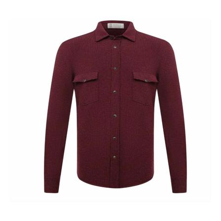 Brunello Cucinelli, Brunello Cucinelli Wool Shirt Czerwony, Mężczyzna, Rozmiar: XS