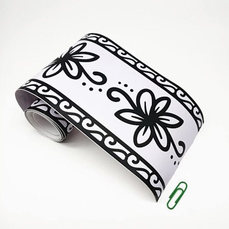 Selvklæbende vægbord vandtæt PVC selvklæbende tapet fodpanel køkken badeværelse vægindretning sorte blomster 10 cm x 240 cm