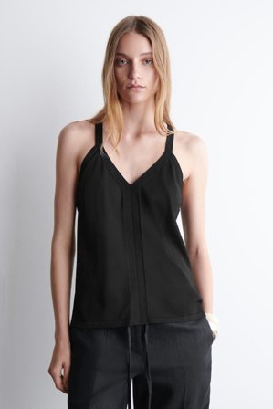 COS Damen Knitted V-Neck Tank Top - Schwarz