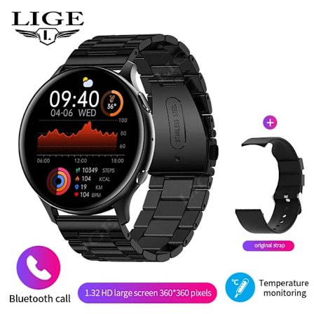 LIGE Bluetooth Samtal Smart Klocka Kvinnor Män 1.32 "
