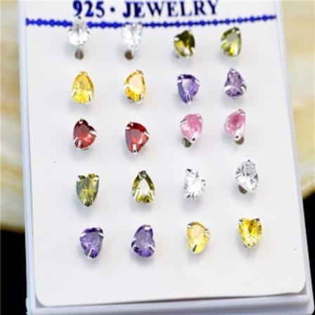 925 Silver Cz Öronpiercingar Smycken 1st Grön