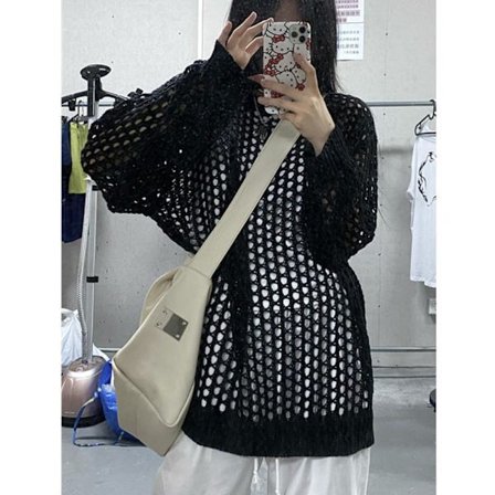 Hollow Out Blusar Stickade Toppar SVART