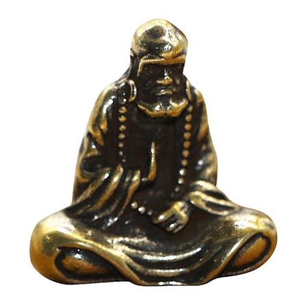 Retro mässing Dharma Buddha Mini Staty Bodhidharma Mästare Figurer Skrivbordsdekoration Hantverk Gåvor