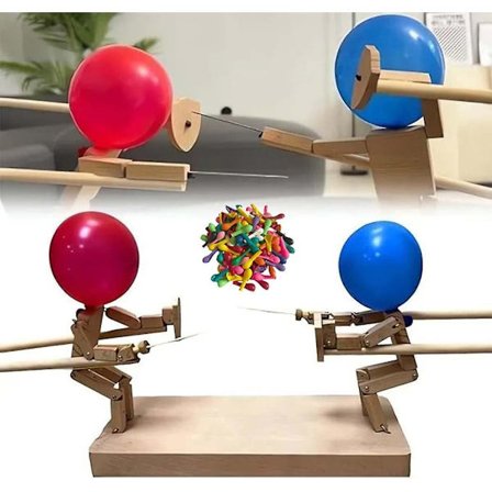 Håndlagde gjerdedukker i tre - 2024 Nytt Pop The Balloon-spill, Boom Of Balloons-spill, Punching Whack A Pack Balloons Man Battle Bots Arena Voksen 