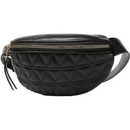 (Sort) Mavebælte - A - Dame - PU Læder - Sort - Med lynlås - Bælte