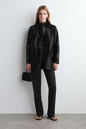 COS Femme Veste En Cuir Façon Poulain in Noir