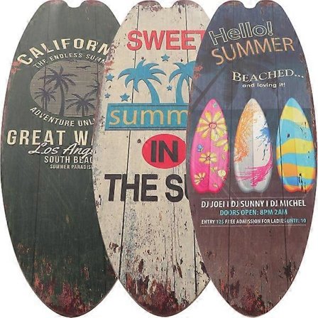 3 stk. Surfbræt Dekoration Træ Vægkunst Surf Fest Dekorationer Surfbrætter til Dekoration