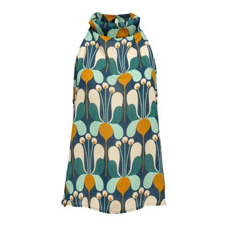 Pinko Therese Top Jacquard Fluid Press Fiore Liberty Blå, Dame