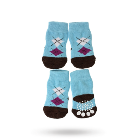 Urban Pup - Blue/Black Argyle - Hundstrumpor med antiglid- Hundskor & hundstrumpor hos Doggie.se