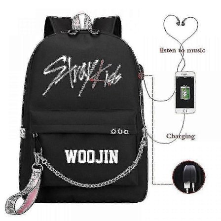 Stray Kids USB-reppu, korealainen tyyli, Felix-kirjalaukku, takaisin kouluun, pojat, tytöt, fanilahjakassi, Mochila