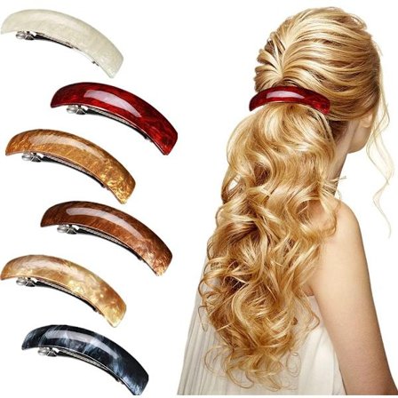 Hårklemme sæt - 6-delt sæt - Buede flade hårklemmer - Flade klo-klemmer til kvinder