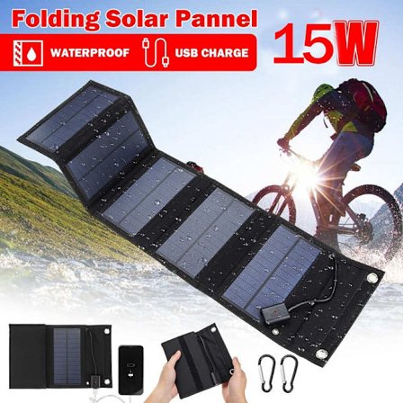 5V 15W USB solcellsladdare bärbar solcell vattentät solbatteriladdare solpanel USB Power Bank med 5 solpaneler d