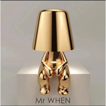 Thinker - Lampe Kollektion Kreativ Lille Gylden Mand Stue Bordlampe Hjem Indretning Gave