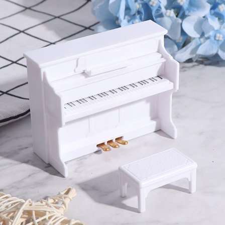 1:12 Dollhouse Miniature White Piano Music Stool Dolls Hou