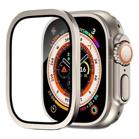 Aluminiumlegeringsfodral + Härdat glas för Apple Watch Ultra 2 49mm Anti-rep Skärmskydd för iWatch Ultra 49mm Skyddsfilm