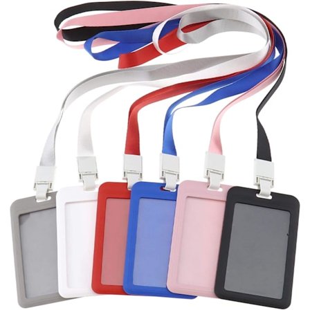 6 stk. 6 farver miljøvenlig plastik ID-kortholder kortholder pung etui med snorrem til buskort studiekort adgang