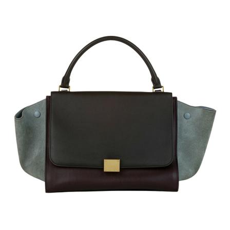 Celine Vintage Pre-owned Trapeze Tricolor Leather Satchel Sort, Dame Vintage Tasker, Størrelse: ONE Size
