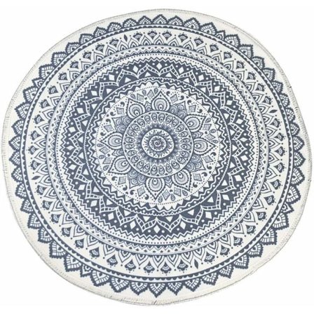 Mattvävd rund mat i boho-stil, tunn rund matta för vardagsrum, sovrum, area matta